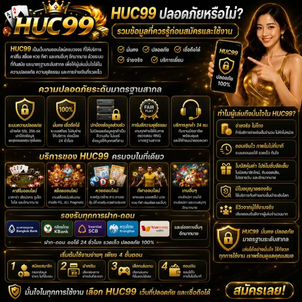 HUC99 ปลอดภัยหรือไม่_ รวมข้อมูลที่ควรรู้ก่อนสมัครและใช้งาน