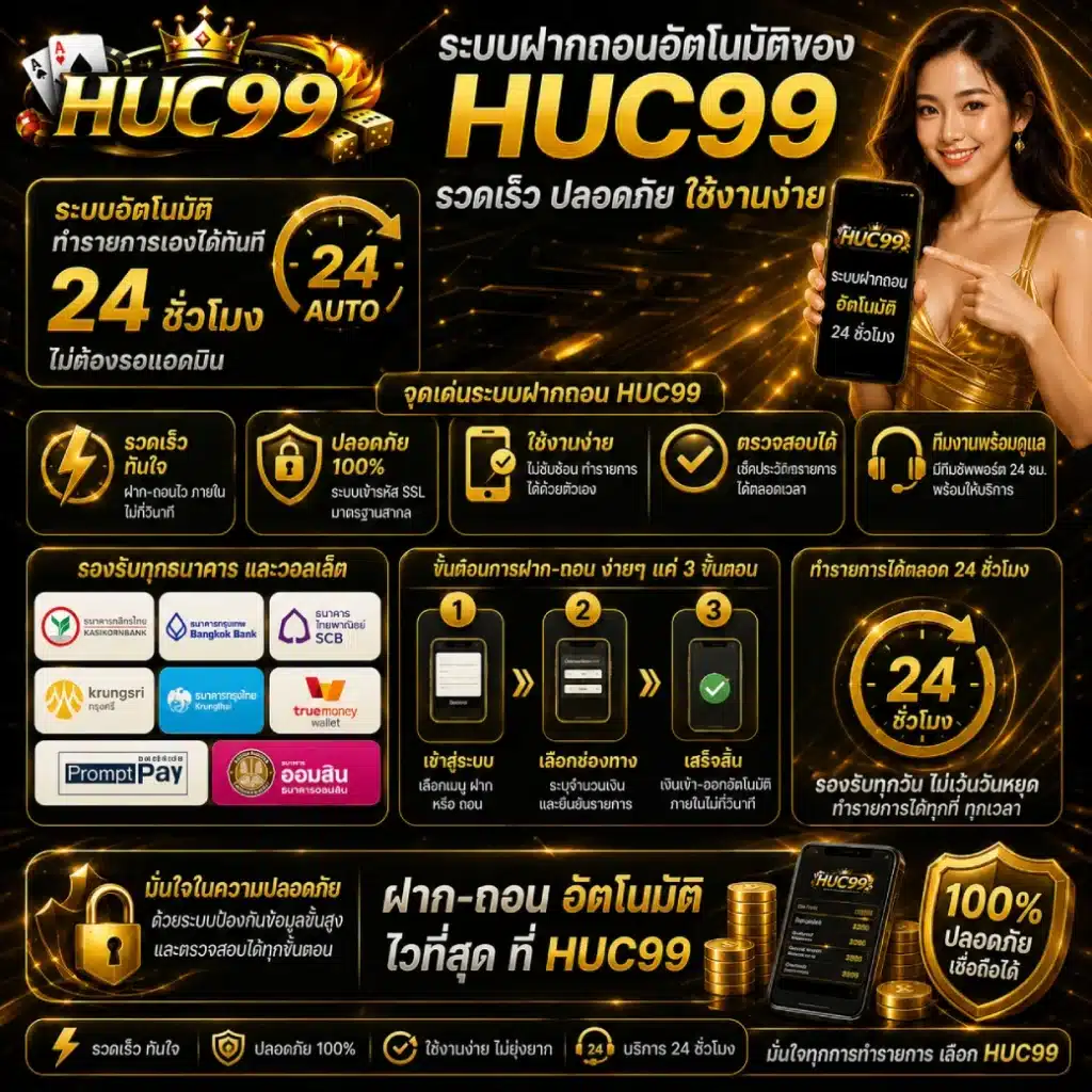 ระบบฝากถอนอัตโนมัติของ HUC99 รวดเร็ว ปลอดภัย